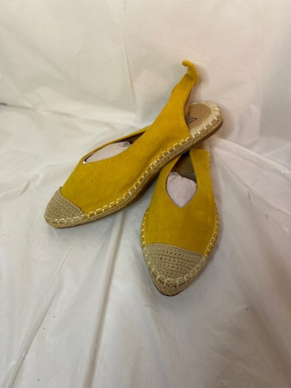 Beast Fashion Mustard Slingback Faux Suede Espadrille Flats - Size 7.5